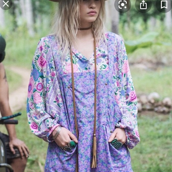 WTB💕Spell Wildflower Overall Shorts L - Picture 1 of 1